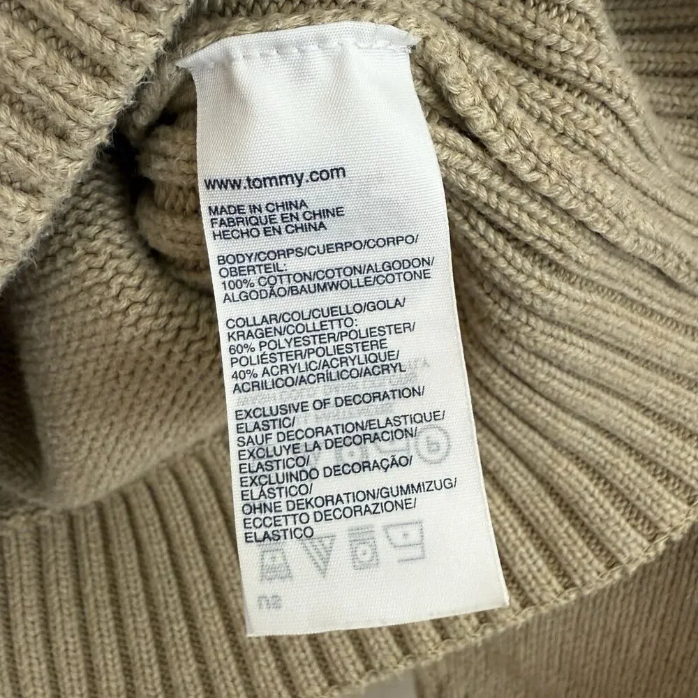 Tommy Hilfiger Zip Sweater Mens Sz M Elbow Patches Knit Sherpa 2009 Academia